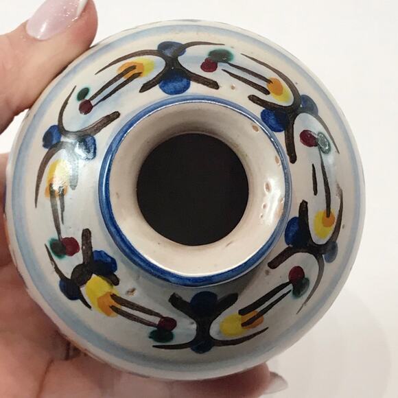 F Buria Caltagirone Sicily Floral Pottery Hand Painted Tonala Stoneware Bud Vase - Picture 13 of 16